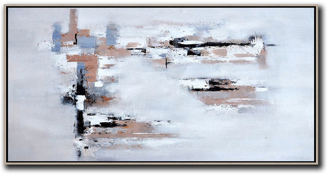 Horizontal Palette Knife Contemporary Art - Canvas Framed Art Huge